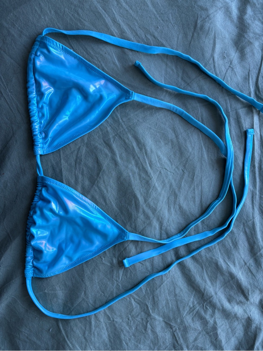 Shimmer Blue Women’s Triangle Swim Top - Classic Tie Design